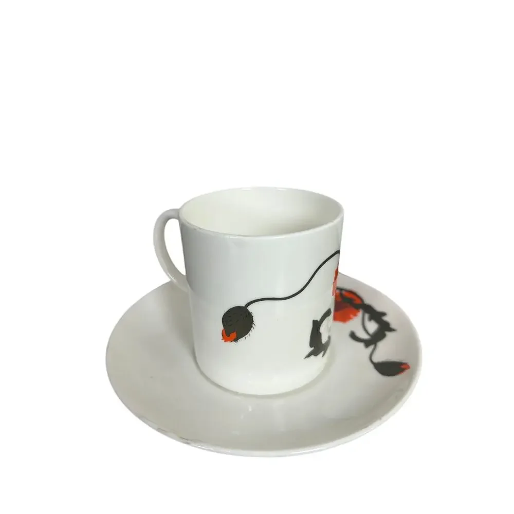 Saucer & Cup Set- Vintage Wedgewood Cornpoppy Bone China- preowned